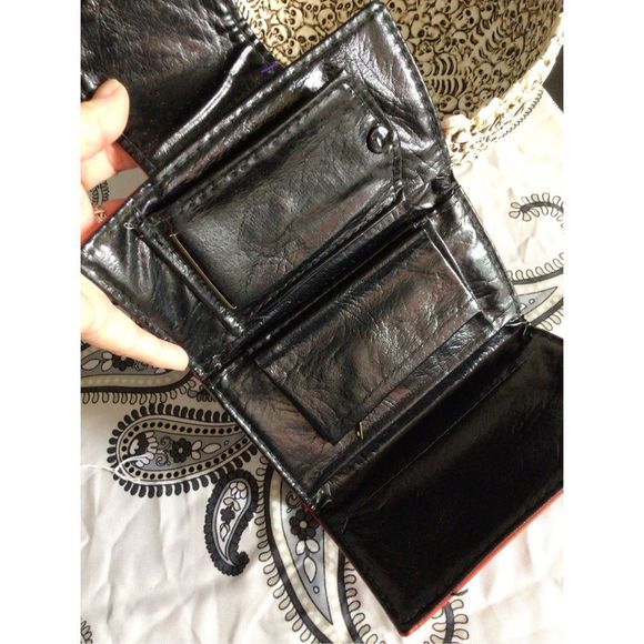 Mid Century Vintage Faux Leather Wallet Red Black Checkbook Wallet ❤️ - Picture 3 of 14